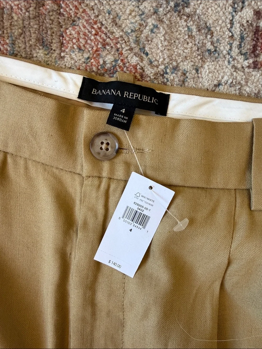 NWT Banana Republic Wide-Leg Pleated Trousers in Khaki Size 4
